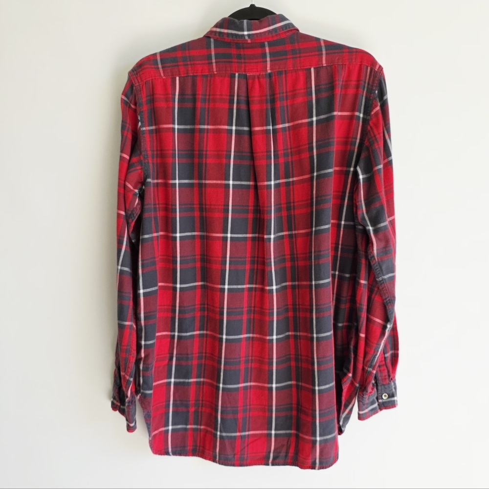 Denim & Supply Ralph Lauren Cotton Red And Gray Plaid Boyfriend Shirt Size L - Picture 5 of 6